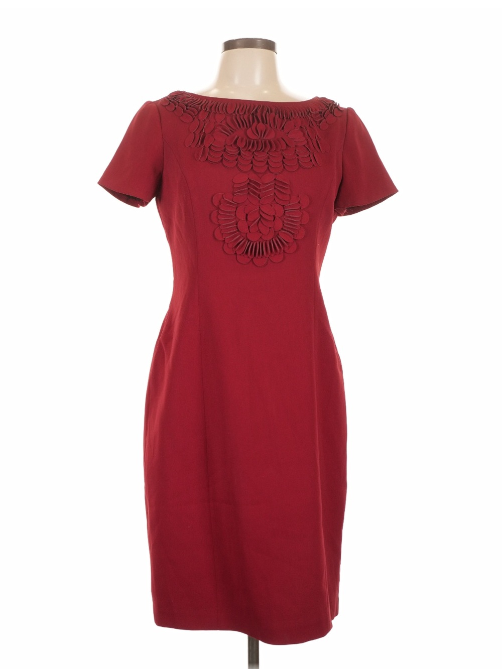 NUE by Shani Red Floral Appliqué Sheath Dress Size 10 Elegant Romantic Feminine